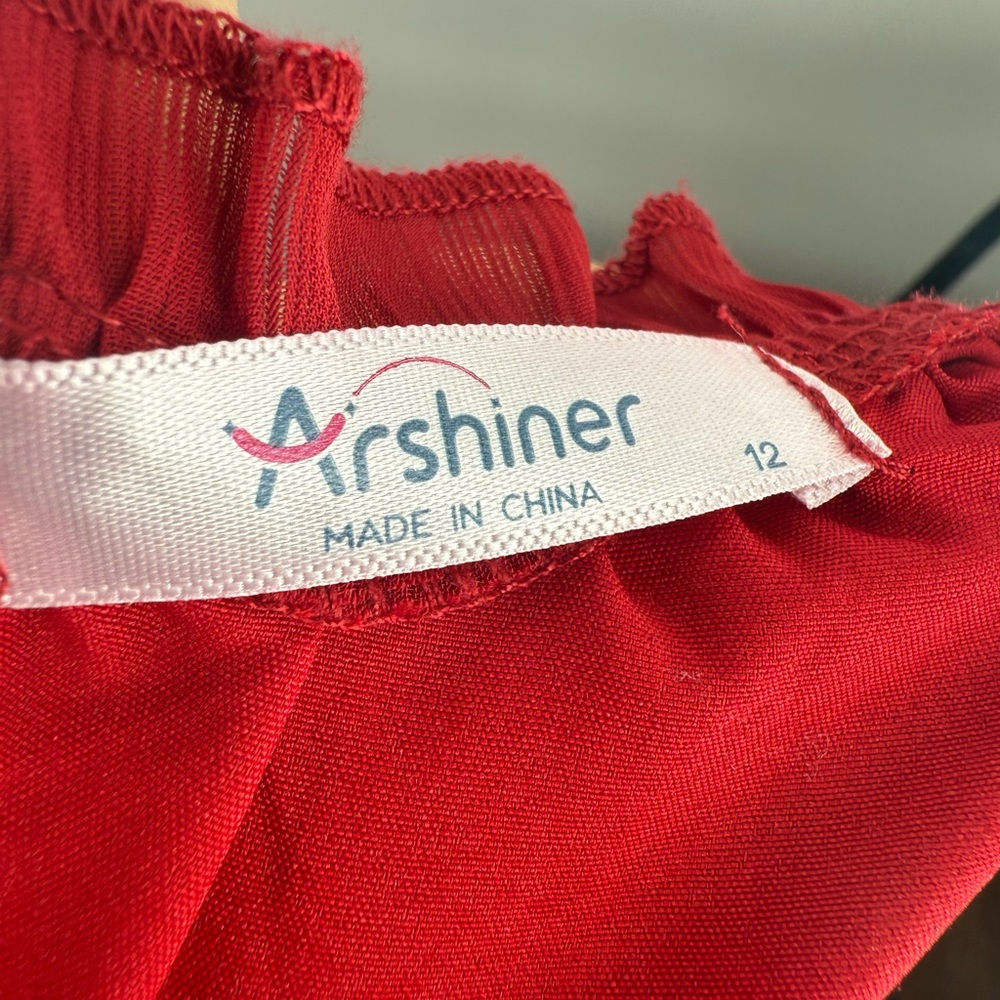 EUC Arshiner Red Ruffle Neck Dress - Picture 7 of 8